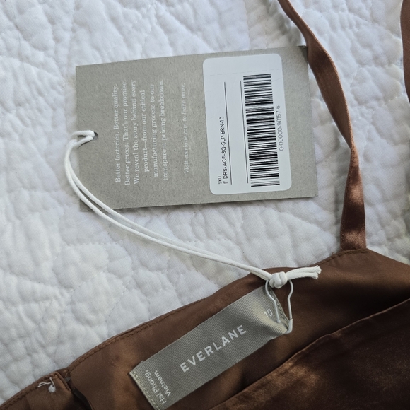 Everlane Satin Square Neck Midi Maxi Slip Dress Carob Brown Size 10 - Picture 5 of 16